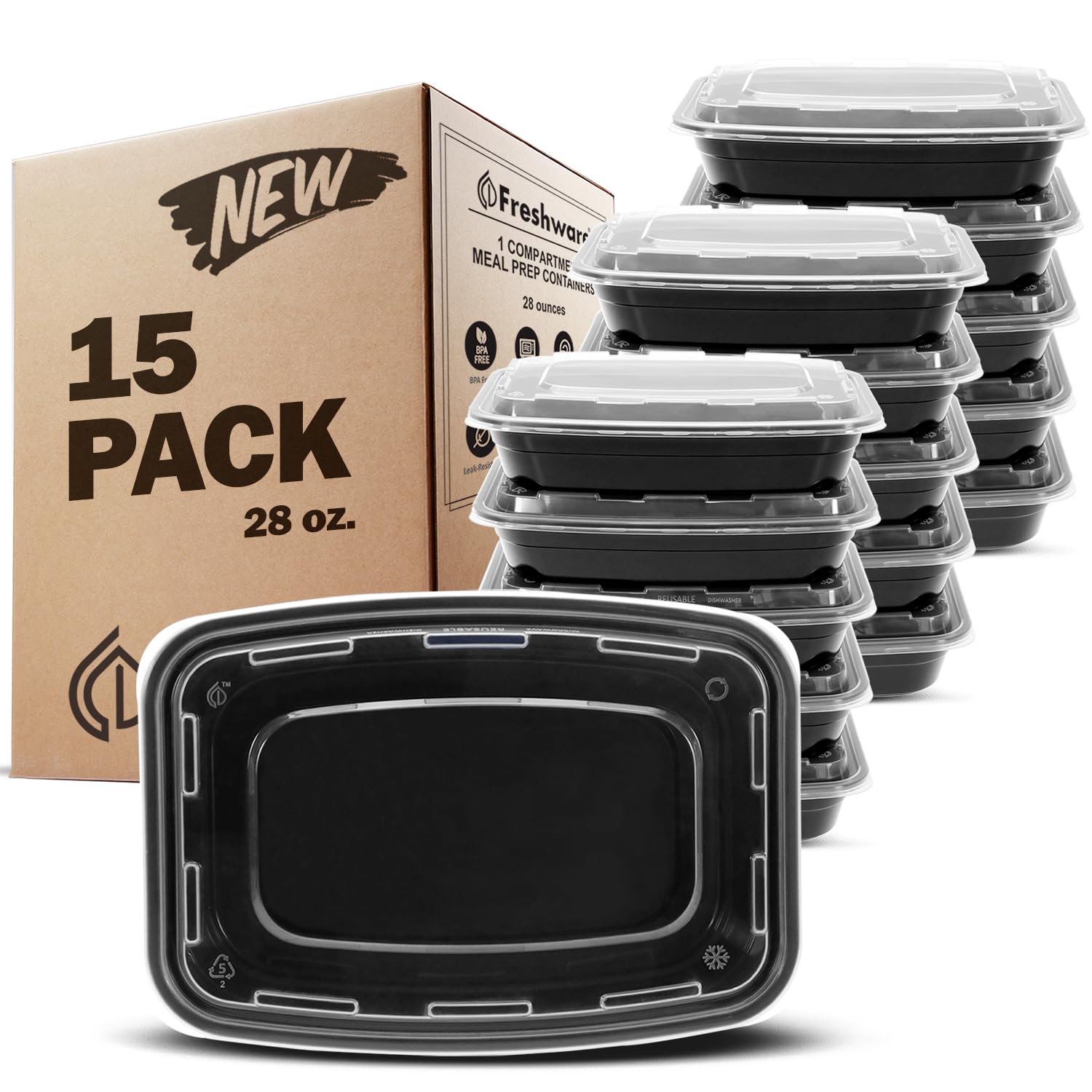 Amazon.com: Freshware Meal Prep Containers 15 Count (Pack of 1